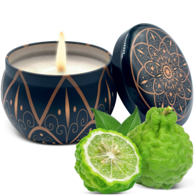 Soy Wax Candle in Tin Jar Bergamot White Tea Handmade in USA Natural and Safe by Relaxcation 6 oz