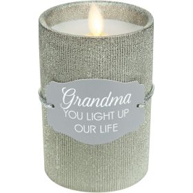 Pavilion Gift Company -Grandma-Realistic LED Flame Candle, Silver 99124