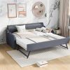 Twin Size Upholstery DayBed with Trundle and USB Charging Design,Trundle can be flat or erected,Gray