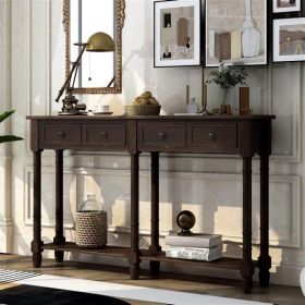 Console Table Sofa Table Easy Assembly with Two Storage Drawers and Bottom Shelf for Living Room, Entryway (Espresso)