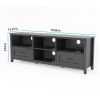 70.08 Inch Length Black TV Stand for Living Room and Bedroom, with 2 Drawers and 4 High-Capacity Storage Compartment.