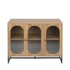 Storage Cabinet with Glass Door, Sideboard Buffet Cabinet for Kitchen,Dining Room, Walnutcolor