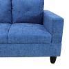 Blue Linen 3-Piece Living Room Sofa Set A