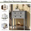 Narrow Console Table, Slim Sofa Table with Three Storage Drawers and Bottom Shelf for Living Room, Easy Assembly (Gray Wash)