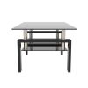 Rectangle Black Glass Coffee Table, Clear Coffee Table,Modern Side Center Tables for Living Room,Living Room Furniture