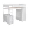 Wood Twin Size Loft Bed with Wardrobes and 2-Drawer Desk with Cabinet, White