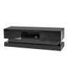 51.18inch Black morden TV Stand with LED Lights,high glossy front TV Cabinet,can be assembled in Lounge Room, Living Room or Bedroom,color:BLACK