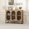 Storage Cabinet with Glass Door, Sideboard Buffet Cabinet for Kitchen,Dining Room, Walnutcolor