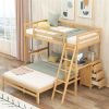 Twin over Full Bunk Bed with Built-in Desk and Three Drawers,Natural