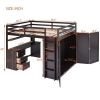 Full size Loft Bed with Drawers,Desk,and Wardrobe-Espresso