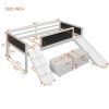 Twin size Loft Bed Wood Bed with Two Storage Boxes - White