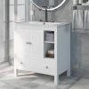 [VIDEO] 30" Bathroom Vanity with Sink, Bathroom Storage Cabinet with Doors and Drawers, Solid Wood Frame, Ceramic Sink, White