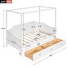 Twin Size Wooden Canopy Daybed with 3 in 1 Storage Drawers,White