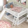 Full over Full Bunk Bed with Convertible Slide and Ladder, White