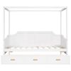 Twin Size Wooden Canopy Daybed with 3 in 1 Storage Drawers,White