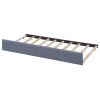 L-shaped Upholstered Platform Bed with Trundle and Two Drawers Linked with built-in Desk,Twin,Gray