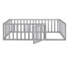 Twin Size Wood Daybed Frame with Fence, Gray