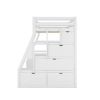 Twin Size Loft Bed with 7 Drawers 2 Shelves and Desk - White