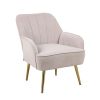 Modern Mid Century Chair velvet Sherpa Armchair for Living Room Bedroom Office Easy Assemble(BEIGE)