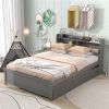 Full Bed with Trundle,Bookcase,Grey