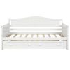 Twin Wooden Daybed with Trundle Bed, Sofa Bed for Bedroom Living Room,White