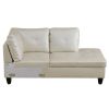 Peaerl White Faux Leather Living Room Sofa Set B