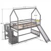 House Bunk Bed with Convertible Slide,Storage Staircase can be Placed Left or Right,Gray