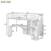 Twin Size Loft Bed with L-Shaped Desk and Drawers, Cabinet and Storage Staircase, White