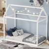 Twin Size Wooden House Bed, White