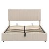 Queen size Upholstered Platform bed with a Hydraulic Storage System - Beige