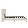 Queen Size Corduroy Platform Bed with Metal Legs, Beige