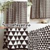 Cotton Linen Geometric Half Window Curtain Decorative Cafe Kitchen Curtains, Black White